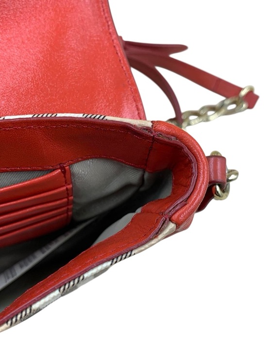 Burberry Red Leather & Signature Check Tassel Crossbody - Picture 11 of 11